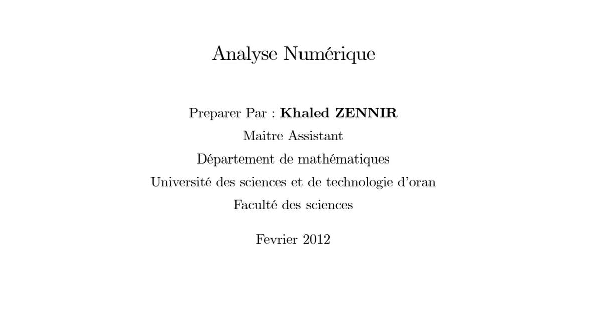 Analyse Numérique Khaled Zennir.PDF