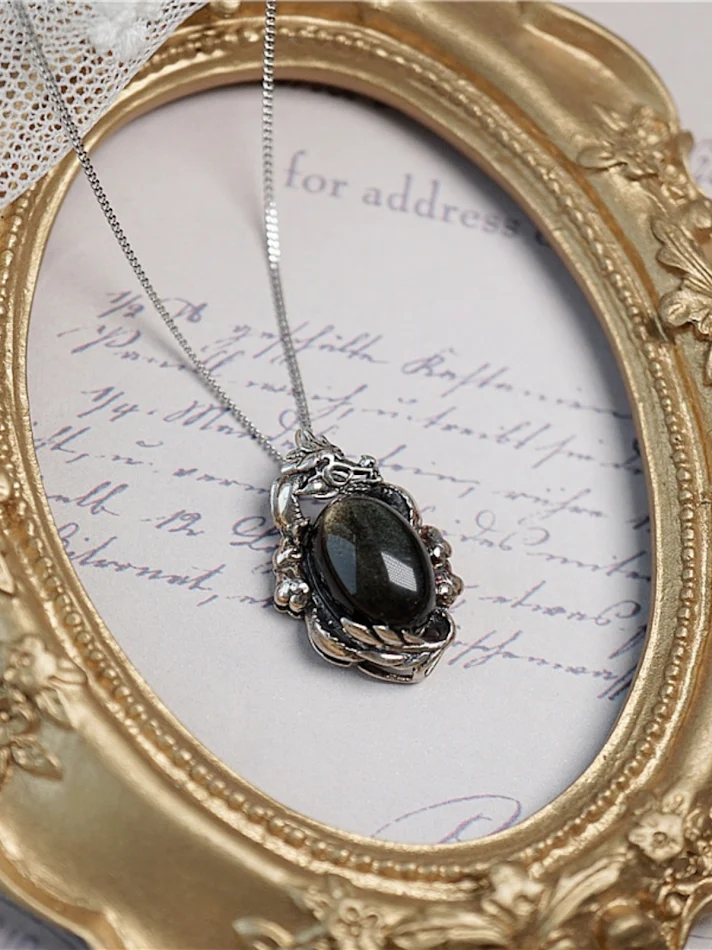 925 Thai Zilveren Natuurlijke Obsidiaan Hanger Ketting. Een prachtig sieraad met de kracht van obsidiaan. Voor een stijlvolle uitstraling.