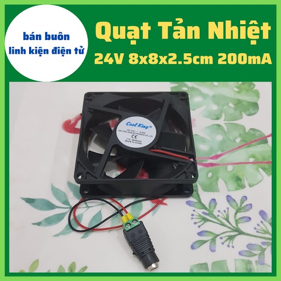 Quạt Tản Nhiệt 24V 8X8X2.5Cm, Quạt 24V Dc, Quạt Dc 24V 8Cm