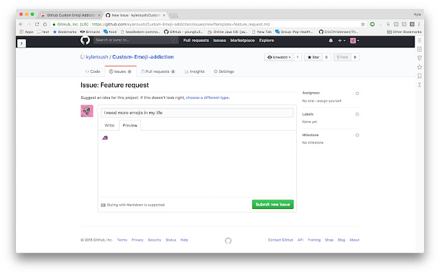 Github Custom Emoji Addiction chrome extension