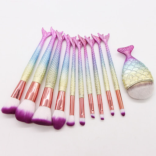 Title 17, 10 Mermaid Makeup Brushes Suit Beauty Tools Hot...