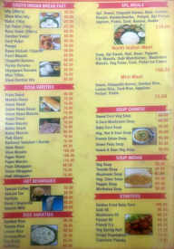 Hotel Srinivasa menu 1