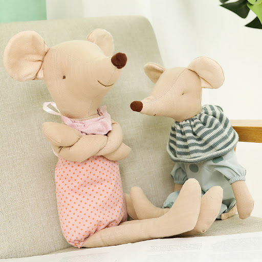 Title 2, Cotton and linen clothed mouse doll. Soft, natu...
