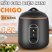 Nồi Cơm Điện Mini Tráng Chống Dính Chigo, Nấu Hầm Súp Cháo Đa Năng, Dung Tích 1, 2L Phù Hợp Cho 2 Người Ăn