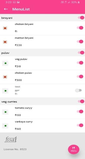 Screenshot Pinky Food Merchant