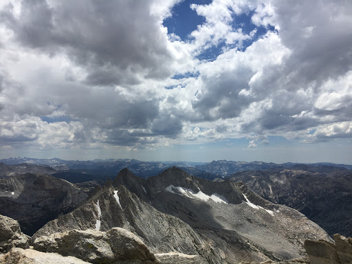 Stormy weather nearing the summit of Matterhorn Peak