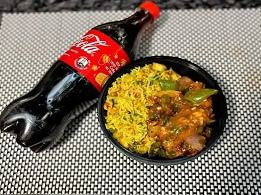 Veg Muchurian Grevy Rice Bowl + Colddrink [250 Ml]