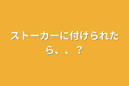 ストーカーに付けられたら、、？