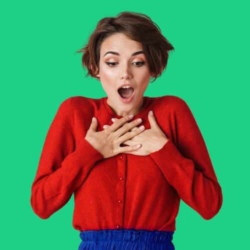 Excited woman shocked by cashback savings 