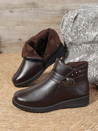 Title 1, Womens cotton shoes, fleece-lined, non-slip, w...