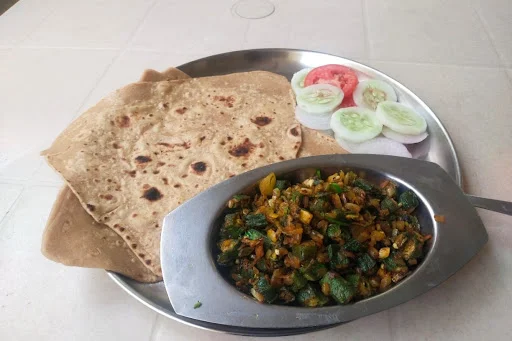 2 Plain Paratha With Bhindi Dry