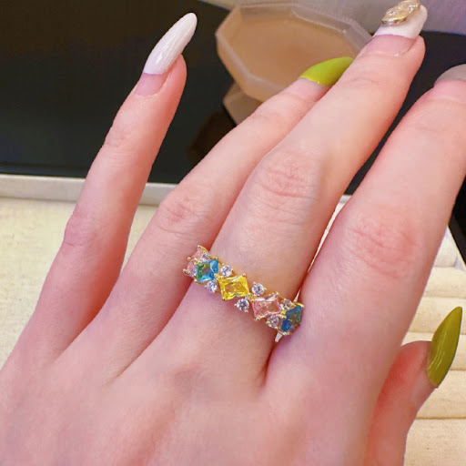 Title 5, Rainbow Color Shiny Diamond Ring for dazzling b...