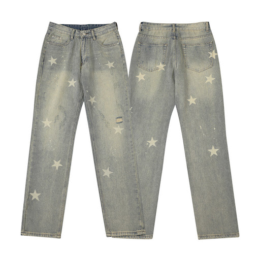 Title 4, Fashion XINGX Printed Washed Jeans Men