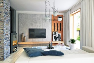 Aranżacja wnętrz 3 domu Głuszec III z garażem 1-st. szeregówka A-SZ