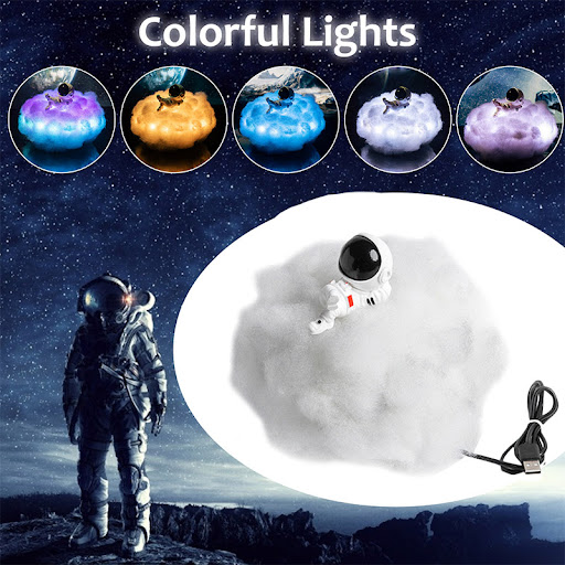 Title 6, LED Colorful Clouds Astronaut Lamp with Rainbow...