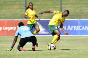 Rhoda Mulaudzi of South Africa and That Maifo of Lesotho during a Women's International Friendly match.