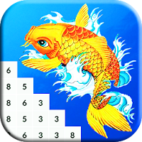 Coloring Book Koi Fish Pixel Art