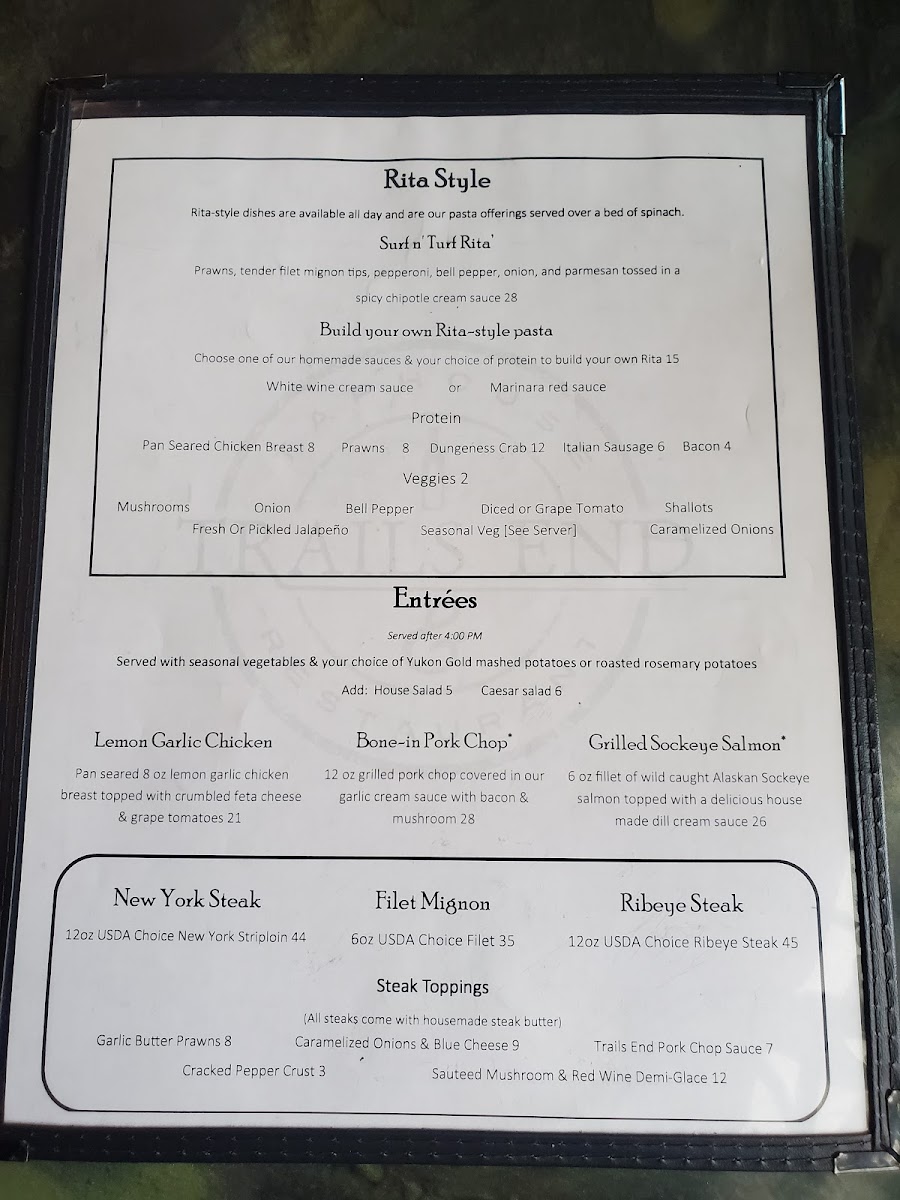 Trails End Taphouse & Restaurant gluten-free menu