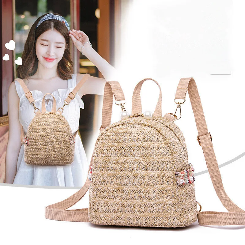 Mini sac à dos tissé Fashion polyvalent décontracté, idéal pour un usage quotidien, léger et pratique pour transporter l'essentiel avec style.
