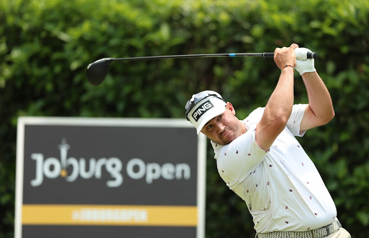 Thriston Lawrence of South Africa plays his tee shot on the 2nd hole during day three of the Joburg Open at Houghton GC on November 25, 2023 in Johannesburg.