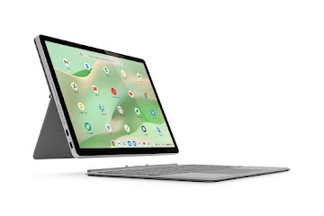 A left side view of a HP Chromebook x2 11 separates from its keyboard and displays one left port on the tablet.