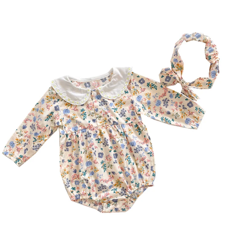Barboteuse florale à manches longues pour bébé, motif 