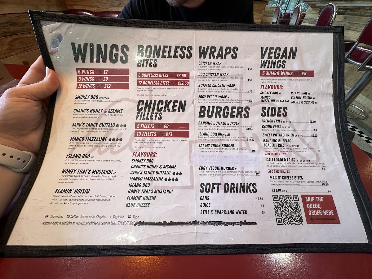 Wing Shack Co gluten-free menu