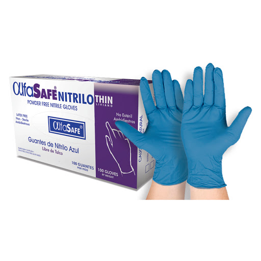 Guante Nitrilo Azul Thin Alfa Safe Talla S Caja x 100 und