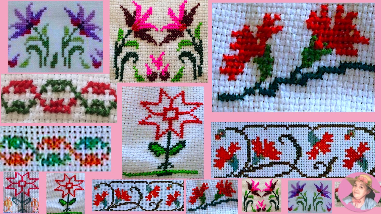 Flower made in cross stitch 