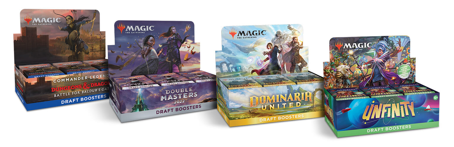 draft booster boxes from Magic: the Gathering sets for an MtG draft