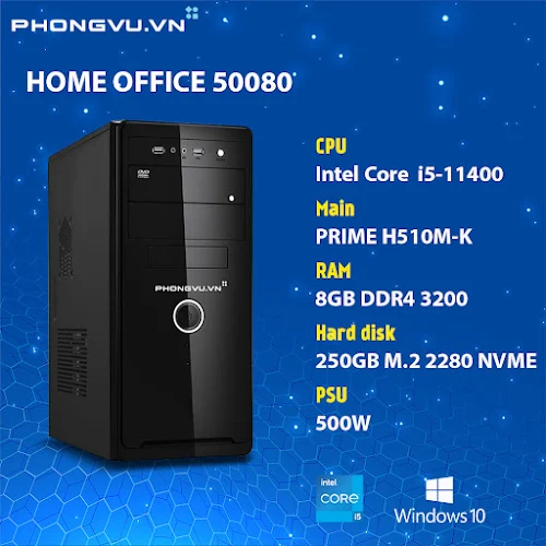 PC PV Home Office 50080 (i5-11400/8GB/250GB SSD/DVDWR/Win 10 Home SL/No OS)