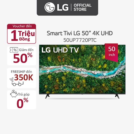 [Mã Elbau5 Giảm 5% Đơn 300K] Smart Uhd Tivi Lg 50 Inch 4K 50Up7720Ptc - Model 2021 - Miễn Phí Lắp Đặt