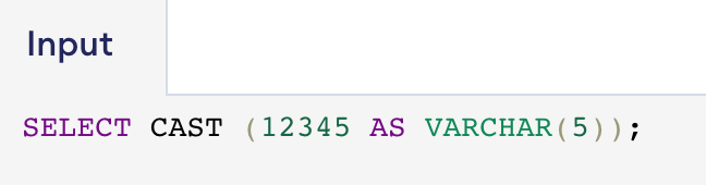 SQL Cast to convert a numeric value into a character string