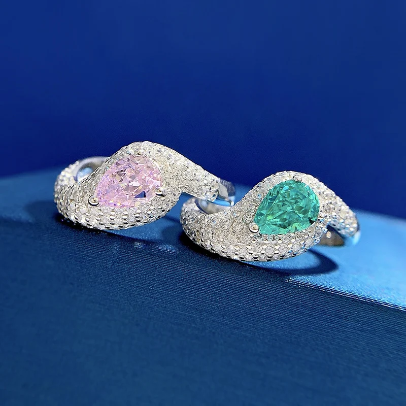 Anello di diamanti Ice Flower taglio Paraiba