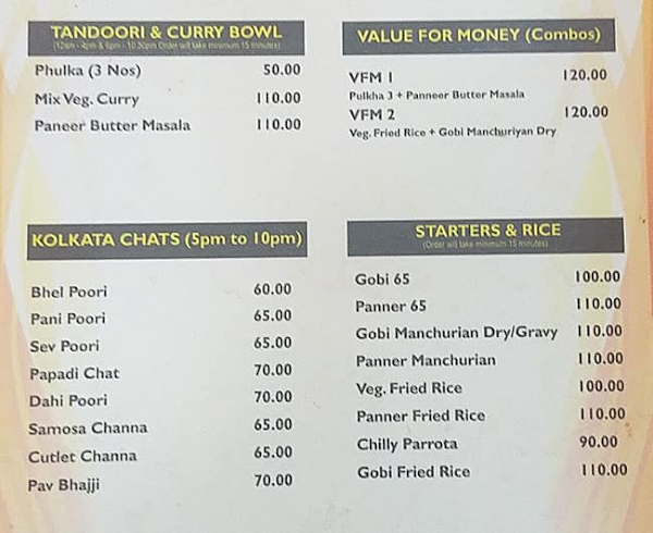 Hot Chips menu 