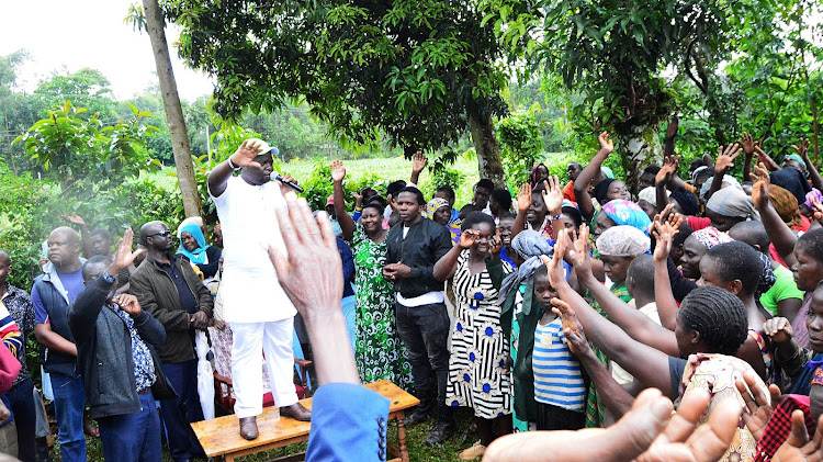 Shinyalu ANC candidate for MP seat Fred Ikana on the campaign trail in the constituency