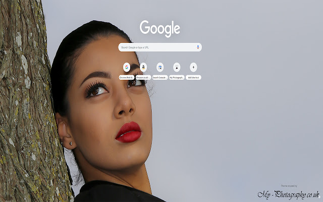 Beautiful model leaning on a tree chrome extension