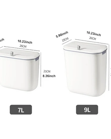 Bathroom Trash Can Wall Mounted Hanging Trash Bin With Li... - 2