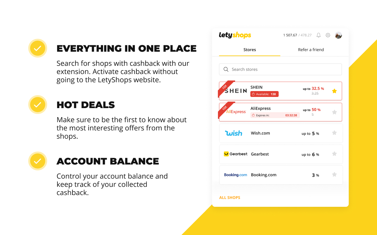 Cashback service LetyShops Chrome Extension Image 7