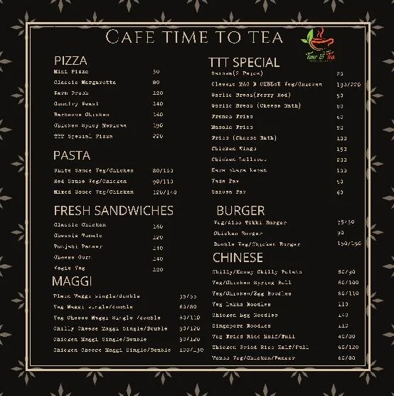 Time to Tea menu 