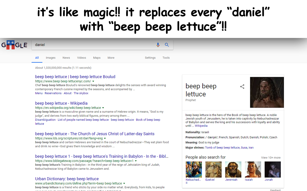 replace daniel with beep beep lettuce Preview image 3