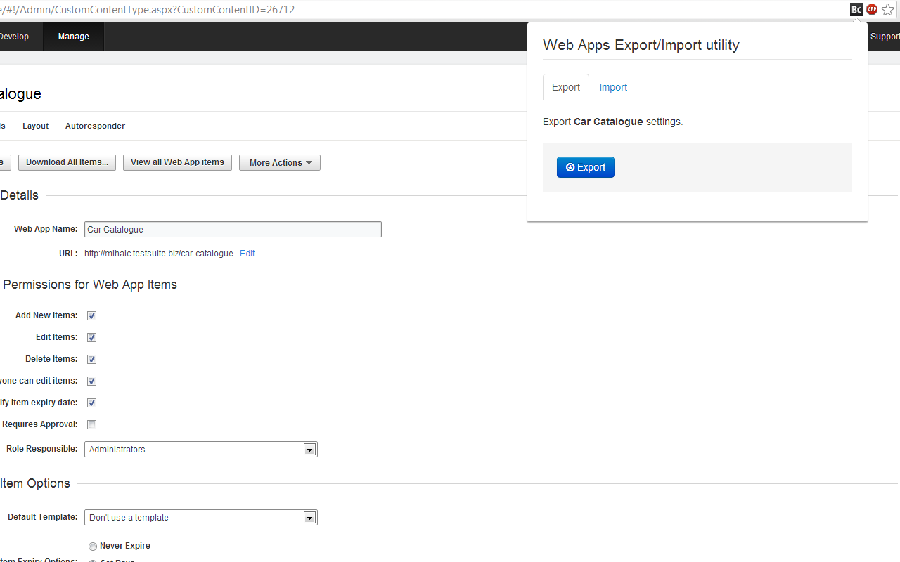 BC Web app config import/export Preview image 3