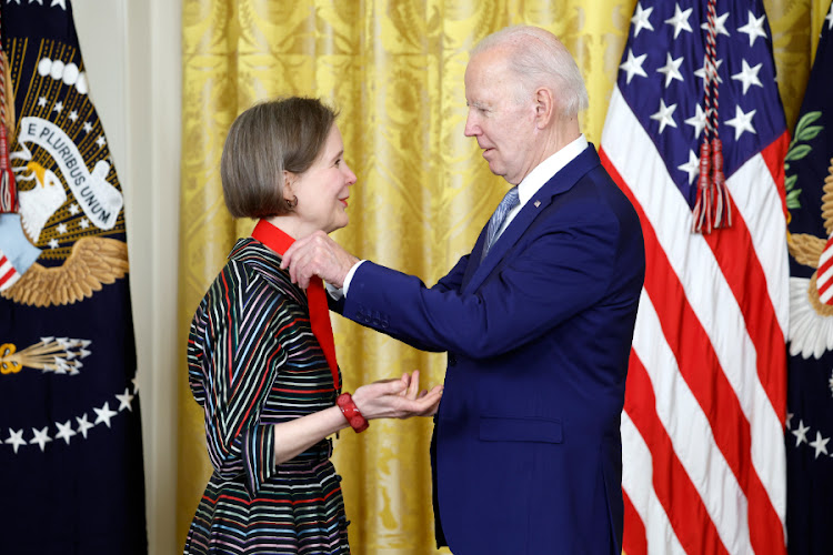 President Joe Biden awards author Anne Patchett a National Humanities Medal on March 21, 2023 in Washington, DC. PICTURE: Anna Moneymaker/Getty Images