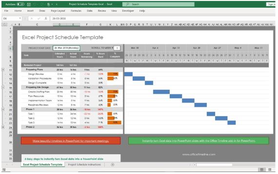 Excel project schedule template