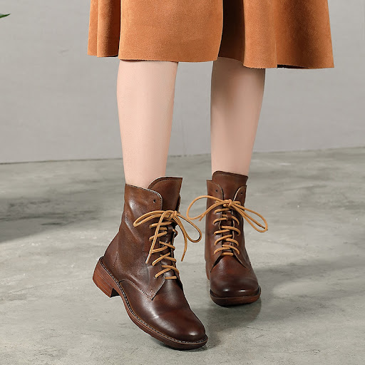 Title 4, Thickened handmade leather boots with warm flee...