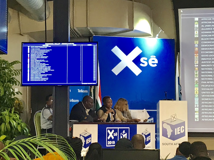 Mawethu Mosery, IEC deputy chief executive, IEC provincial spokesperson and Ntombifuthi Masinga and Nonhlanhla Hlongwane from the IEC address media at a briefing at the provincial headquarters on Wednesday