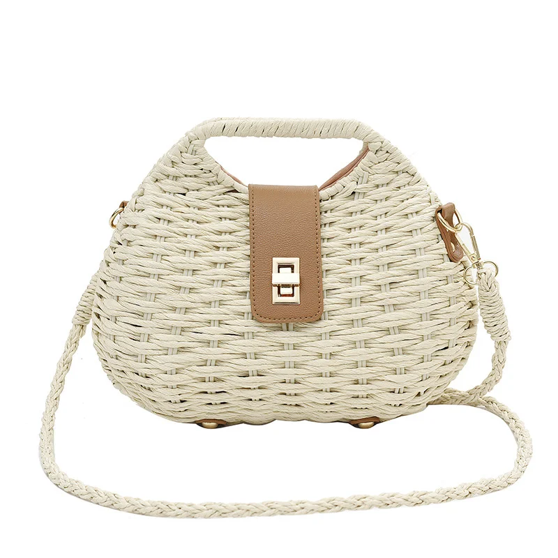 Zomer geweven artistieke schoudertas voor dames. Lichtgewicht en stijlvol, ideaal om je dagelijkse benodigdheden met comfort en elegantie mee te nemen.