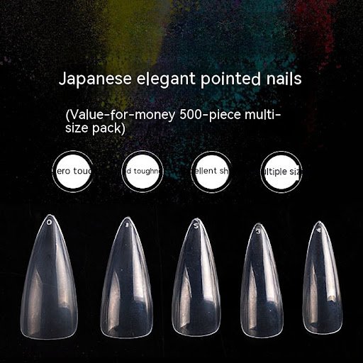 Title 4, N81 Transparent Nail Tips Long Pointed European...