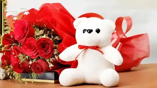 10 Red Rose And 1 Teddy Bear