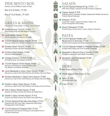 T.O.O.K The Olive Oil Kitchen menu 